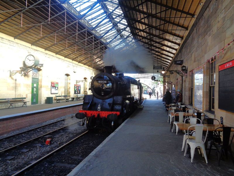 A train pulls into Pickering, the southern terminus
