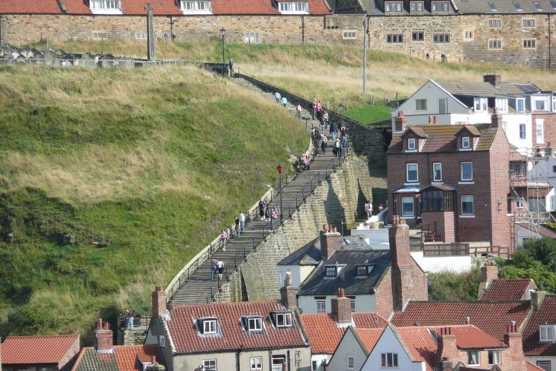The 199 steps climb from the old town to St Mary's church and the abbey